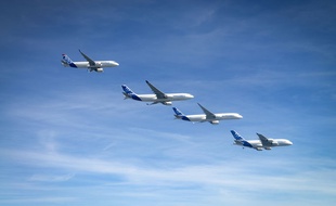 Illustration d'une flotte d'avions Airbus.
