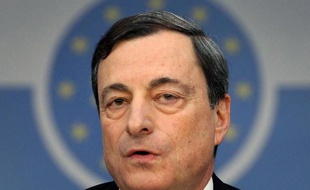 Le président de la BCE, Mario Draghi, lors d'une conférence de presse le 9 janvier 2014 à Francfort