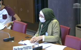 Maryam Pougetoux, la vice-présidente de l'Unef lors de la commission à l'Assemblée.