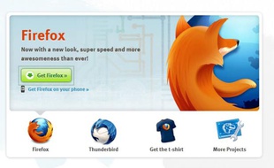 La page d'accueil du site de la fondation Mozilla, qui développe le navigateur Internet Firefox.