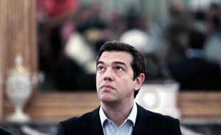 Le Premier ministre grec Alexis Tsipras, lors de la cérémonie d'investiture de nouveaux membres du gouvernement, le 18 juillet 2015, au palais présidentiel à Athènes