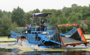 Un bateau « tondeur-moissonneur » va sillonner la Vilaine cette semaine.