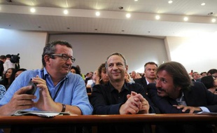 Les "frondeurs" Christian Paul, Laurent Baumel et Jérôme Guedj, le 30 août 2014 à La Rochelle