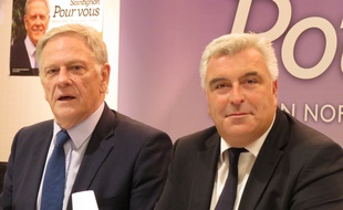 Lille, le 26 octobre 2015 - Pierre de Saintignon, tête de liste PS, présente son programme en vue des élections régionales, avec Frédéric Cuvillier