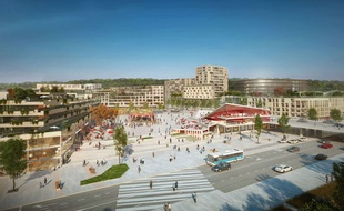 Projet de grande place publique dans le futur quartier du Belvédère, dans le périmètre Euratlantique à Bordeaux