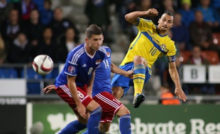 Zlatan Ibrahimovic a marqué mais raté un penalty lors de la victoire de la Suède contre le Liechtenstein (2-0), le 9 octobre 2015 à Vaduz.
