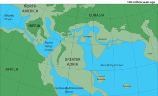 Une cartographie du Grand Adria, un très vieux continent aujourd'hui disparu.