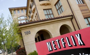 Le logo de Netflix au siège social du service américain de vidéo en ligne, le 13 avril 2011 à Los Gatos, en Californie