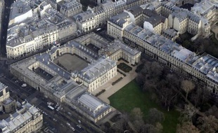 Vue aérienne du palais de l'Elysée prise le 11 janvier 2015 à Paris