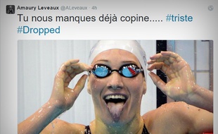 Un tweet du nageur Amaury Leveaux en hommage à Camille Muffat, décédée le 9 mars 2015 dans le crash d'un hélicoptère en Argentine.