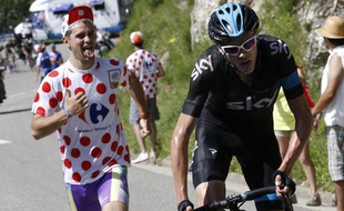 Le leader de la Sky Christopher Froome lors de la montée vers Ax 3 Domaines sur le Tour de France 2013.