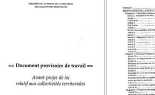 L'avant projet de loi de réforme des collectivités territoriales