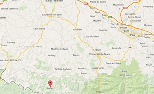 Capture d'écran Google map de Larrau, dans les Pyrénées-Atlantiques.