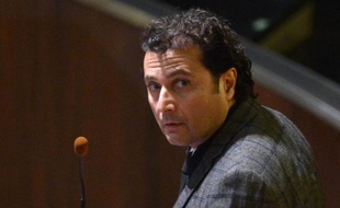 Francesco Schettino, l'ex-commandant du Costa Concordia, lors de son procès, le 11 février 2015, à Grosseto, en Italie