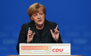 La chancelière allemande Angela Merkel, lors du congrès de la CDU, le 9 décembre 2014 à Cologne