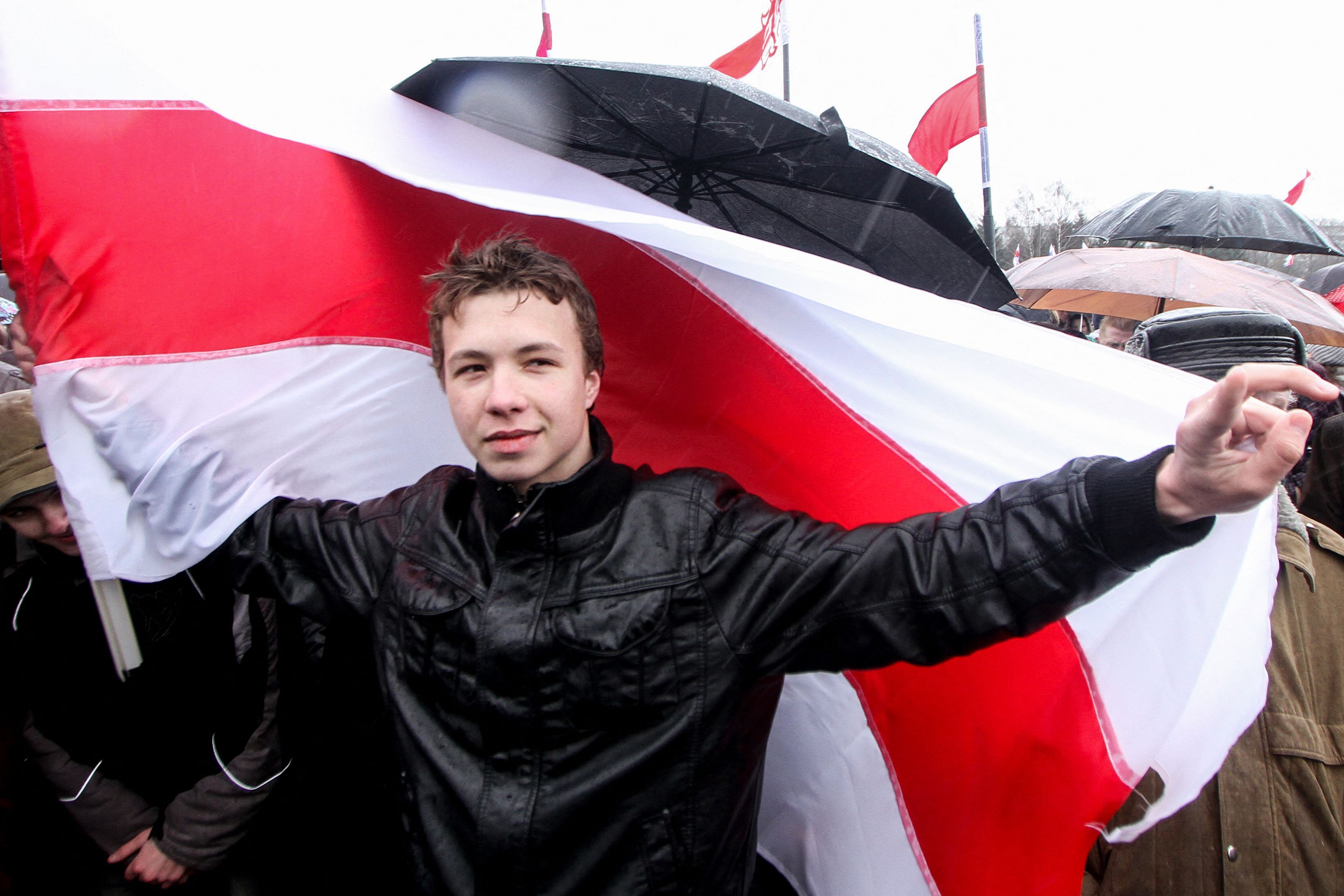 Roman Protassevitch lors d'une manifestation en mars 2012.