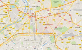 Googlemaps d'Aubervilliers en Seine-Saint-Denis.