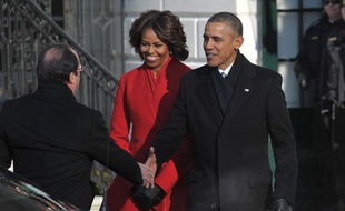 Mardi 11 février 2014, François Hollande a été accueilli dans les jardins de la Maison Blanche par le couple Obama.