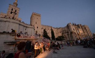 Le Palais des Papes, pendant le Festival d'Avignon, le 17 juillet 2014