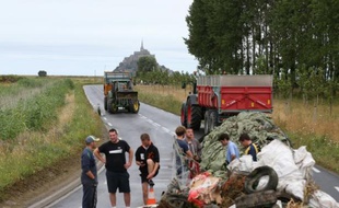 Des éleveurs bloquent des accès au Mont-Saint-Michel, le 21 juillet 2015