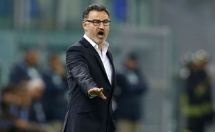 Christophe Galtier lors de Lazio Rome-Saint-Etienne le 1er octobre 2015.