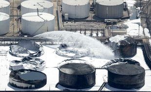 Le complexe pétrochimique de l'entreprise ITC, en banlieue de Houston (Texas) après l'incendie fin mars 2019.