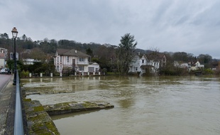 La Seine en crue à Villennes sur Seine, le 3 février 2018.