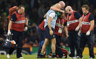 Le capitaine irlandais Paul O'Connell lors du match contre la France, le 11 octobre 2015 à Cardiff.