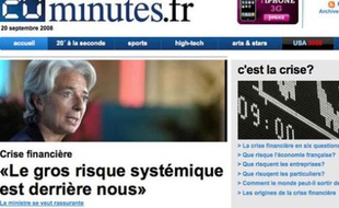 Capture d'écran du site de 20 Minutes le 20 septembre 2008.