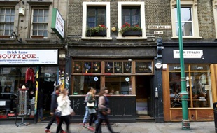 Devanture du café retro dédié au céréales dans le quartier Shoredish (est de Londres), le 12 octobre 2015