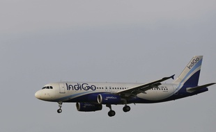Illustration d'un avion de la compagnie aérienne indienne Indigo Airlines.