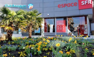 Une boutique de Bouygues Telecom à côté d'une autre de SFR, à Dunkerque le 1er avril 2014