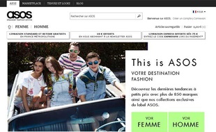 Capture d'écran du site de vente de vêtements en ligne britannique Asos.