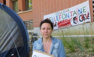 Laure Betbeder, une enseignante en greve de la faim depuis lundi après sa mutation.
