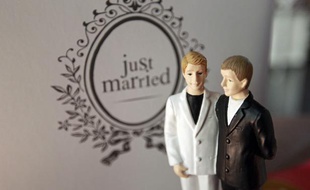 Illustration mariage pour tous. Salon du mariage et du Pacs à Lille, le 25 novembre 2012.