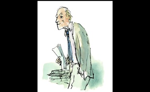 Un portrait de Roald Dahl par Quentin Blake, l'illustrateur de ses principaux livres
