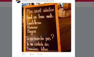 La photo de la pancarte du restaurateur de Rueil-Malmaison accusé de sexisme et de banaliser le viol.