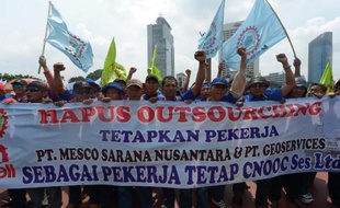 Manifestation de salariés indonésiens, le 10 décembre 2014 à Jakarta