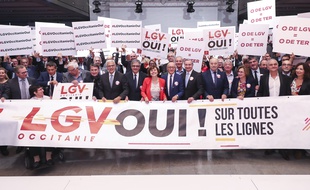 Le 4 octobre 2017, mobilisation des acteurs de la région Occitanie pour obtenir la réalisation des LGV Bordeaux-Toulouse et Montpellier-Perpignan.