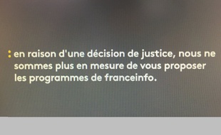 Capture d'écran d'un tweet montrant le message qui apparaîtrait à l'écran si la chaîne d'info du service public arrêtait d'émettre.