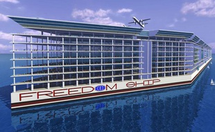 Image de synthèse du projet de ville flottante «Freedom Ship».