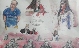 Croquis de justice du procès d'assises Troadec-Caouissin.