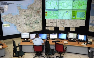 La salle opérationnelle du Centre Régional d'Information et de Coordination Routières (CRICR) de l'Ouest