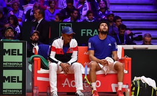 Yannick Noah et Jo-Wilfried Tsonga lors de la finale de la coupe Davis