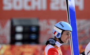 Le Français Jason Lamy-Chappuis, lors du concours de saut du combiné nordique des Jeux olympiques de Sotchi, le 12 février 2014.