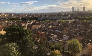 La ville de Lyon, vue depuis la colline de Fourvière.