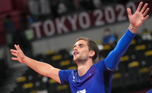 Trévor Clévenot lors de la finale des Jeux olympiques remportée face aux Russes, le 7 août 2021 à Tokyo.