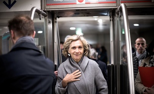 Valérie Pécresse, présidente de la région Ile-de-France et d'Ile-de-France Mobilités, dans le métro. (Illustration)