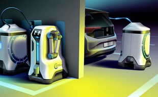 Le robot de recharge de voiture électrique imaginé par Volkswagen.