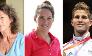 Un photomontage regroupant, de gauche à droite: la navigatrice Florence Arthaud, la nageuse Camille Muffat et le boxeur Alexis Vastine, disparus dans un crash d'hélicoptère en Argentine